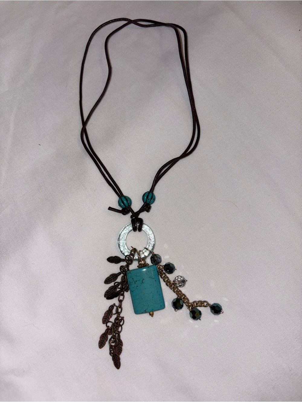 Bohemian Blue Polished Stone Adjustable Necklace